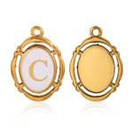 Colore oro / 1 pezzo alla moda retrò stile ovale lettera C forma acciaio inossidabile placcato Colore oro  ciondolo da donna Immagine3